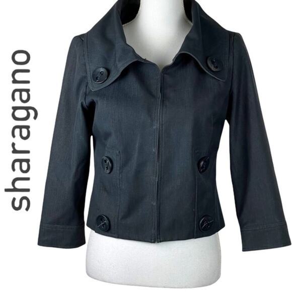 Sharagano Jackets & Blazers - Sharagano Black Cropped Button-Accent Jacket